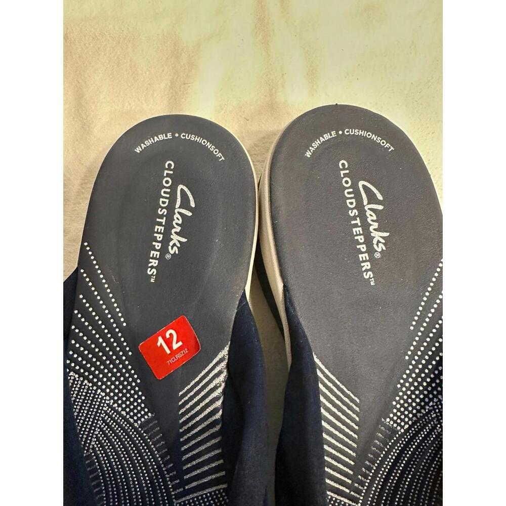 Clarks Cloudsteppers Mayla Kaylie Flip Flops Women’s 12 Navy Cushion Soft - Picture 4 of 9